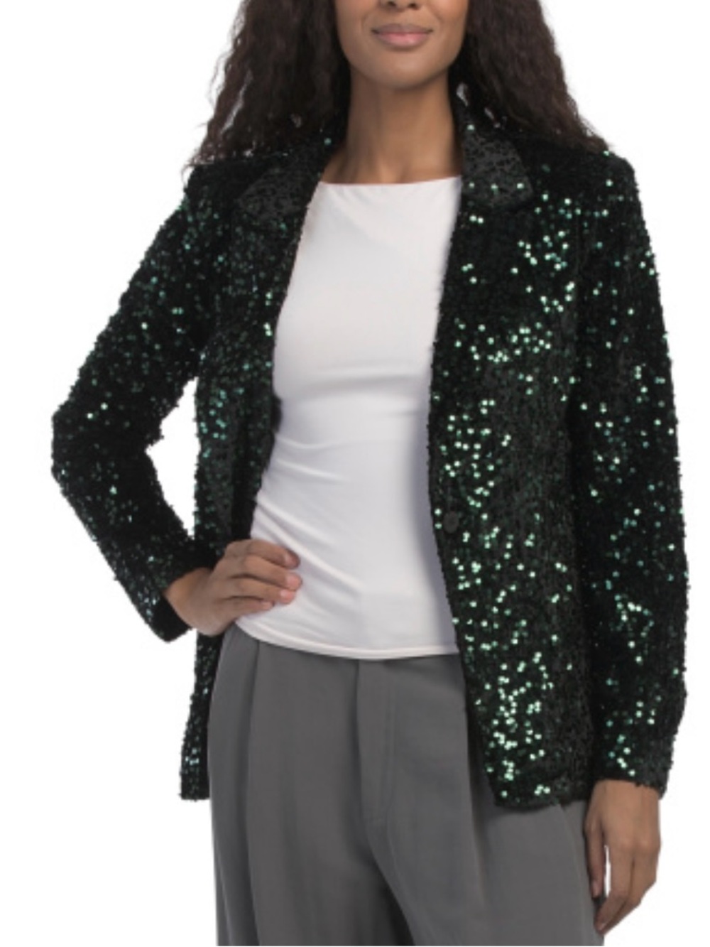 Nanette Lepore Blazer with Green Sequin Sparkle